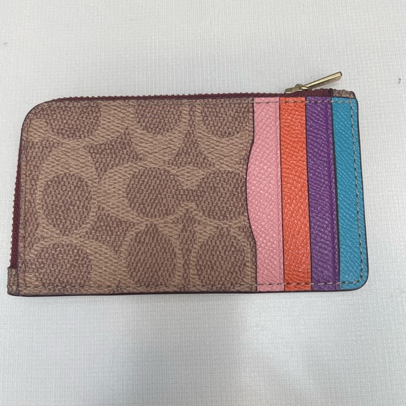 Coach Rexy Multicolor Logo zip card case - Picture 2 of 3